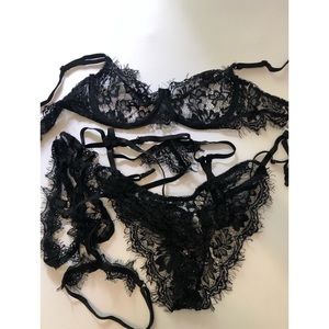 Black Lace Garter Lingerie Set